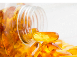 Gold colored hair treatment capsules.